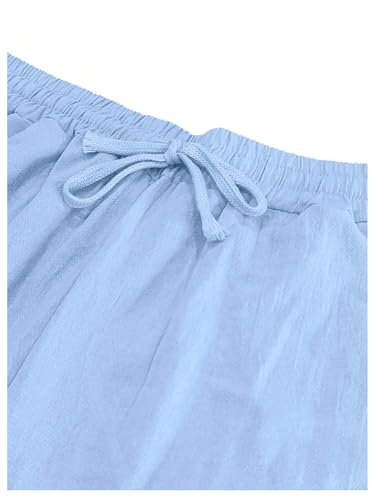 SOLY HUX Men's Linen Pants Drawstring Elastic Waist Straight Leg Casual Loose Fit Pants with Pockets4