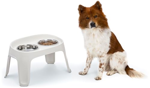 Knuffelwuff Highbar Futterstation Small 2X 950ml - Hundenapf erhöht mit rutschfestem Silikon - Doppelnapf - Trinknapf und Futternapf für Grosse, mittelgroße und kleine Hunde
