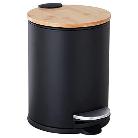Cubo de basura con tapa de bambú y pedal de pie Cover