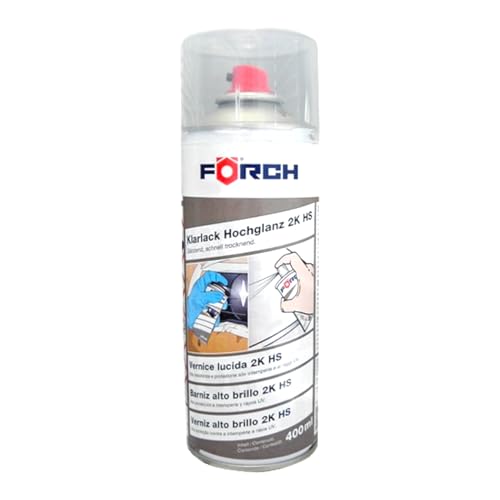 FORCH Barniz Alto Brillo 2K HS, Revestimiento Transparente para Faros de Coche, pilo traseros y cupulas de moto, Secado Rápido, Acabado Brillante, 400 ml (1)