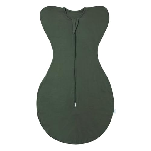 Image of LOVABYLUCK Baby Transition Swaddle - Arms Up Swaddle with 2-Way Zipper - Sleep Sack 0.5 TOG Dark Green Small - 0-3 Months