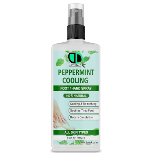 Peppermint Cooling Foot/Hand Spray Revitalize and Refresh with a Refreshing Peppermint Formula Soothes Tired Feet Cooling Sensation Reduces Odor Boosts Circulation (100ml Spray)