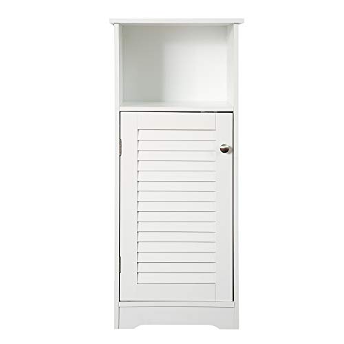 HOME BI Bathroom Storage Floor Cabinet Free Standing with Shutter Door (White)
