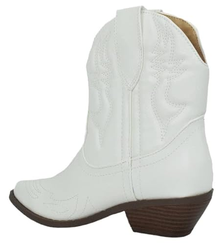Soda Women Cowgirl Cowboy Western Stitched Ankle Boots Pointed Toe Short Booties Rigging-S (White, Us_Footwear_Size_System, Adult, Women, Numeric, Medium, Numeric_7_Point_5) #TOP2