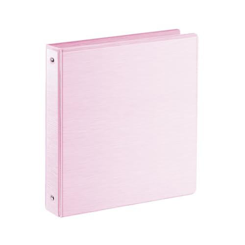 Image of SUIN 1 Inch 3 Ring Binder, Clear 1'' View Presentation Binders with 2 Pockets, Fits 8.5 x 11 Letter Size, Durable Polypropylene, Non-Stick & PVC-Free for School, Office & Home (Brushed Peach Pink)