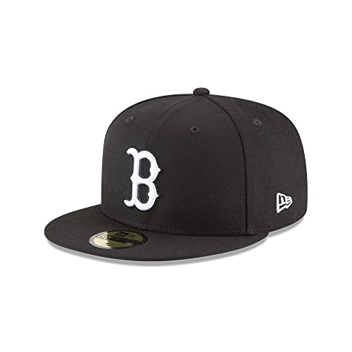 New Era 59Fifty Hat MLB Basic Boston Red Sox Black/White Fitted Baseball Cap (7 1/2)