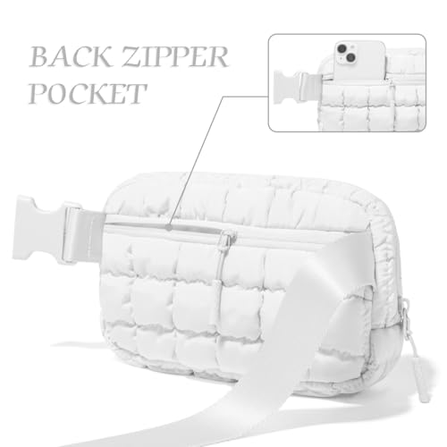 Image of Gitus Trending Gifts for Women Puffer Crossbody Bags for Women Belt Bag Fanny Pack with Adjustable Straps Lightweight Quilted Puffy Bag Woman Gifts (White)