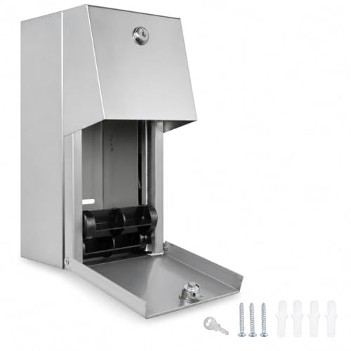 Stylever Commercial Toilet Paper Dispenser - 304 Stainless Steel Double Roll Holder - Heavy Duty Lockable Wall Mount Tissue Dispenser for Restroom - Metal Bathroom Fixtures