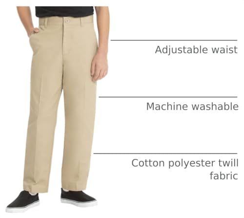 Image of Classroom Uniforms Little Boys Pants Flat Front 3 Pockets | Adjustable Waist Twill, Zip Fly Front, Adjustable Waistband, Smooth & Comfortable Fabric, Easy Care, School Uniform Essential