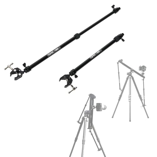 Accsoon Camera Slider Support Arms (2 Pack) with C Clamps, Multi-Angle Movement Length-Adjustable Tripod Support Rods, Alluminium Alloy Triopod Stabilizer for Shooting