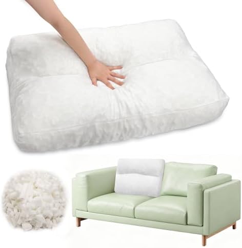 JZHLLA Shredded Foam Sofa Back Cushions Replacement Fluffy Memory Sponge Couch Pillow with Quilted Design 31.4x18x5 Inch Lumbar Support Pillow for Sofa Bed Floor