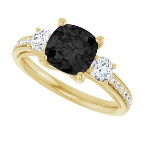 Prachi Jewel 2-4 CT Cushion Cut Black Diamond Engagement Ring