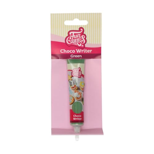 FunCakes Choco Writer Green 25g - Rotulador Comestible de Chocolate, Fácil de Usar para Decorar Tartas, Cupcakes, Galletas y Pasteles - Secado Rápido y Dulce Sabor a Vainilla - 25 g