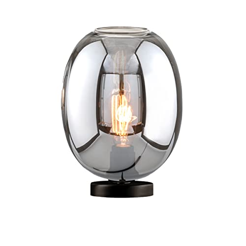 Fischer & Honsel|Tischleuchte, Nayla|sandschwarz|Glas-rauchfarben|H: 27,00 cm, D: 21,00 cm|mit Schnurschalter|1x E27 max. 40,0 Watt|50644 Fischer & Honsel|Tischleuchte, Nayla|sandschwarz|Glas-rauchfarben|H: 27,00 cm, D: 21,00 cm|mit Schnurschalter|1x E27 max. 40,0 Watt|50644