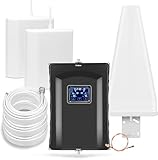 Cell Phone Booster for Home & Multi-Room, Cell Phone Signal Booster with 2 Indoor Panel Antennas for Band 66/2/4/5/12/17/13/25,Up to 8000 Sq.Ft,Boost 4G 5G LTE Data for All U.S. Carriers, FCC Approved