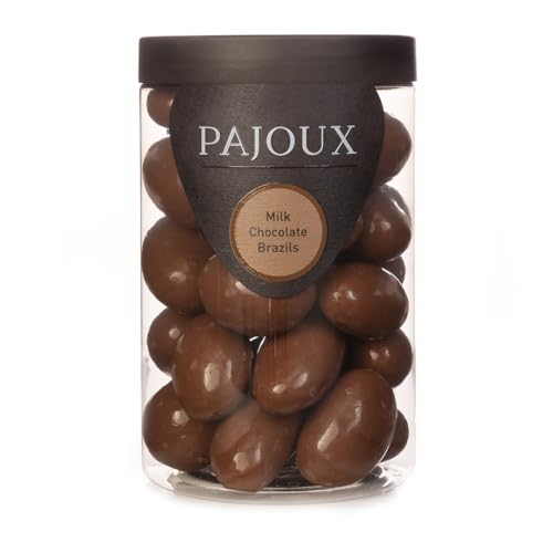Pajoux Milk Chocolate Brazils (Large) 280g | Milk Chocolate Covered Nuts - Whole Brazil Nuts - Chocolate in a Gift Jar