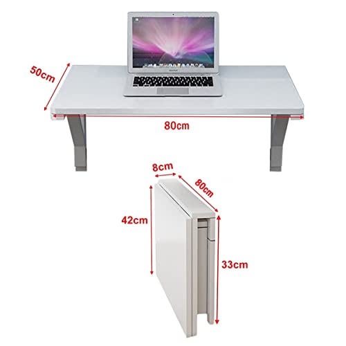 Gdmokle Wandklapptisch Aus Massivholz, 80x50cm Klapptisch Wandtisch, Platzsparender Schwimmender Schreibtisch Küchentisch Kindermöbel Laptoptisch Esstisch