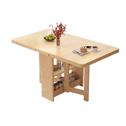 SFJATTA Mesa Consola Plegable transformable, Mesa de Comedor abatible para 4 Personas, Ideal para Cocina, Comedor, Sala de Estar y Espacios pequeños. Fácil Montaje(Wood)