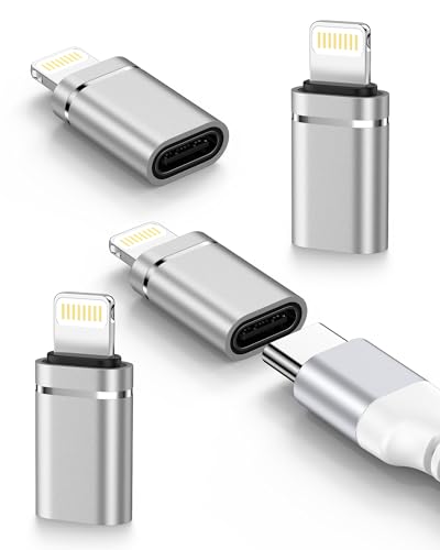 USB C to Lightning Adapter 4Pack Type-C Female to iPhone Male Converter USBC to iPhone Charger Dongle for Apple 14 Pro Max 13 12 11 XS XR 8 Plus iPad/iPod/AirPods - Charging Only Not for Audio/OTG