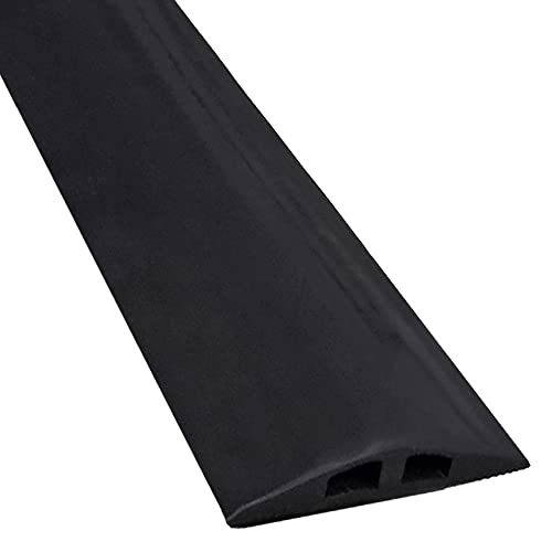 Electriduct Rubber Duct Floor Cord Cover Black 5 Feet Anti-Skid Wire Concealer Low Profile 2-Channel Cable Protector