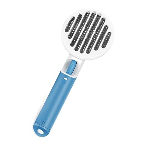 Hesheng Pet Grooming Brushes Self-Cleaning Slicker Brush and Massage Brush for Dogs and Cats Long or Short Hair Removes Loose Undercoat Soft Combs Pet Supplies (Round Comb, BLUE) Cover