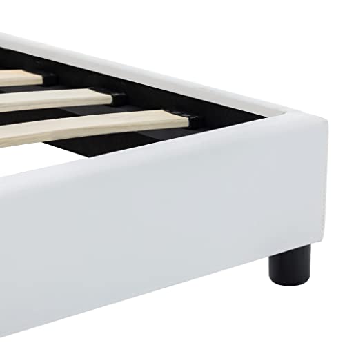 vidaXL Polsterbett mit Rückenlehne Bett Kunstlederbett Doppelbett Bettgestell Lattenrost Bettrahmen Schlafzimmerbett Weiß 120x200cm