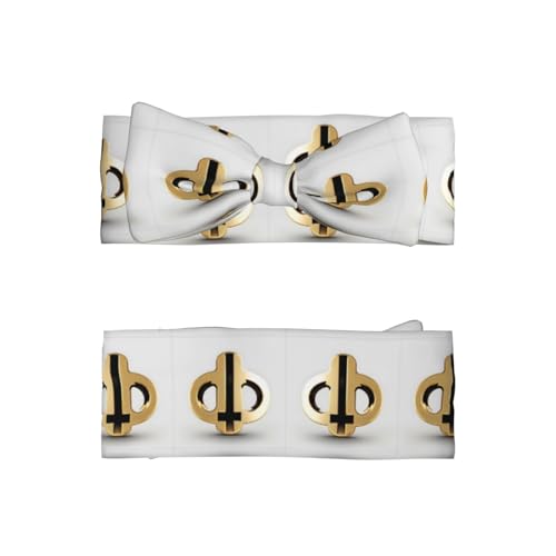 Golden pattern Picture Baby Bow Headband Stretchy and Soft for Newborns, Infants, Toddlers, and Kids Girls2