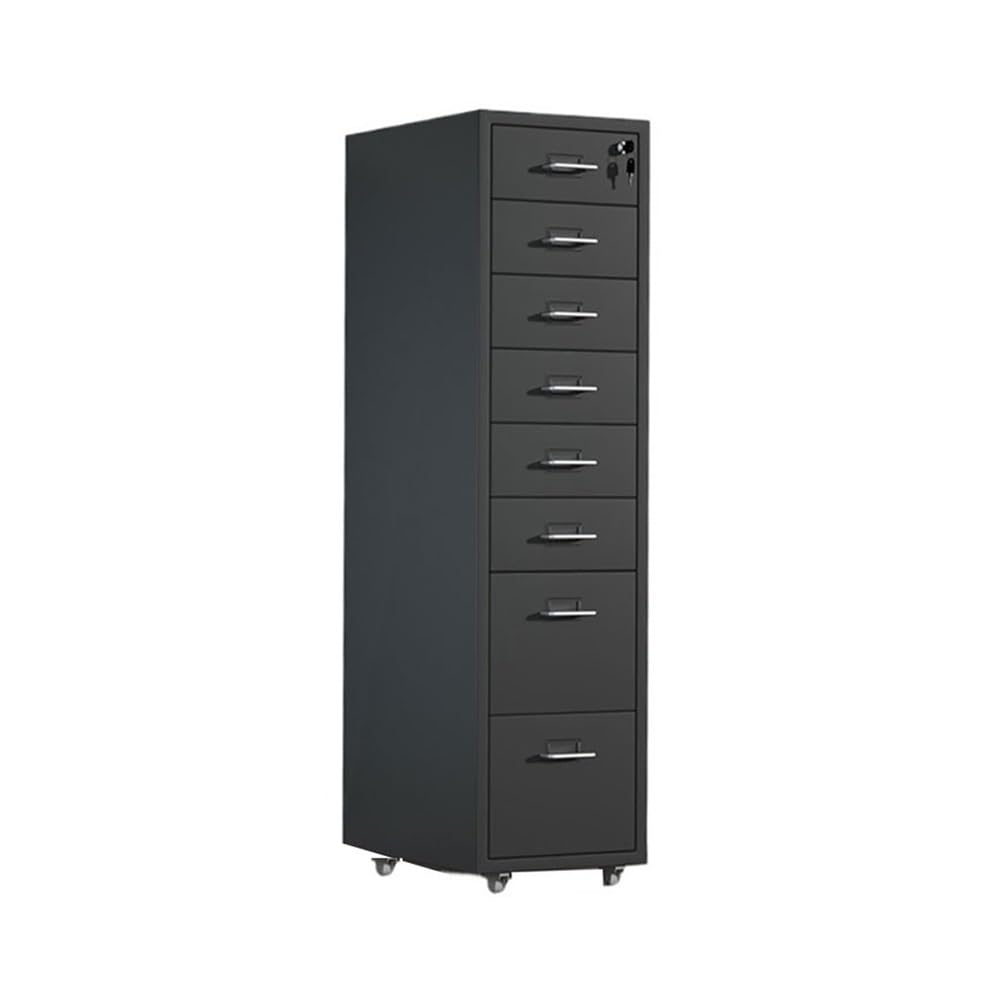 Aioneer Black File Cabinet Metal File Data Organizer Multifunctional Office Storage Drawer Cabinet 8 Layer Large Capacity File Cabinet Filing Cabinet