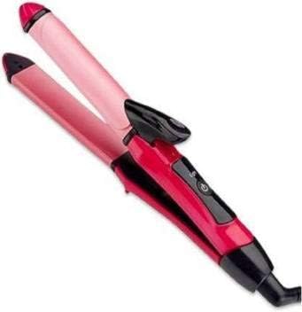 NHC-2009 2 in 1 Hair Straightener Cum Hair Curler with Ceramic Plate For Home Use Instant Heat Styling Brush Motor Styling Tool (Multicolor)_AB