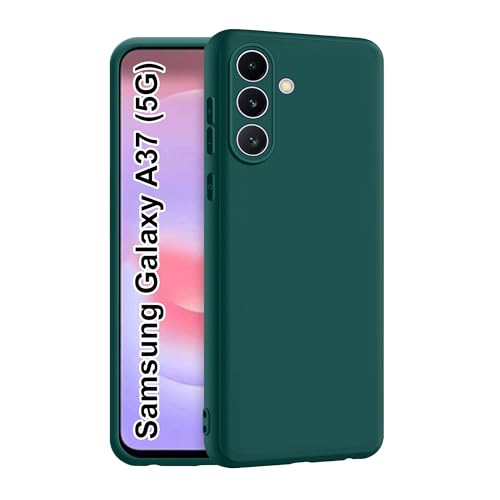 Image of CEDO Back Cover for Samsung Galaxy A37 (5G) | Camera Bump Protection & Inner Velvet Fabric Lining | Ultra Slim Matte Soft Rubberised Case Cover (Green)