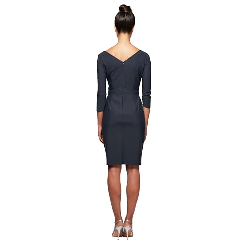 Alex Evenings Women's Slimming Short Sheath 3/4 Sleeve Cocktail Dress, Wedding Guest (Petite and Regular Sizes)2