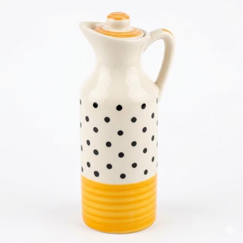 Image of Crazy Sutra Naturra Ceramic Oil Dispenser Bottle with Lid & Handle | Decorative Kitchen Oil Pourer for Olive Oil Vinegar Soy Sauce Salad Dressing | Elegant Kitchen Storage Bottle (Polka Dot)