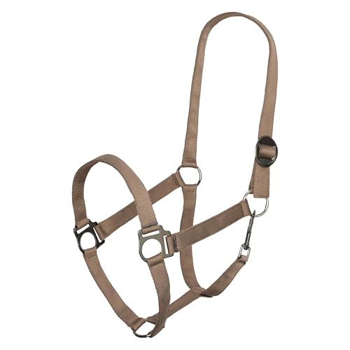 Imperial Riding Cavezza Economica, Robusta Cavezza in Nylon da 25 mm, Fibbia Regolabile a moschettone, Resistente e Facile da Pulire, per Allenamento, stalla e Tutti i Giorni, Cappuccino, Full