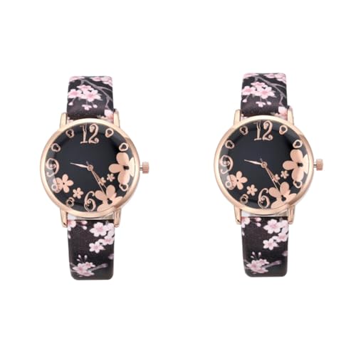 2個 花時計 梅時計 クリスマスプレゼント accessories for women 女性用腕 女性用クオーツ レディクォーツ腕 女の子のためのクォーツ MOBUTOFU