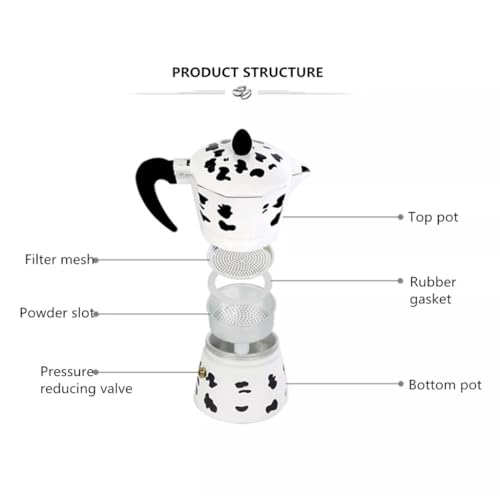 Image of 3D CREATIONS moka pot (black and white, 6 cup)
