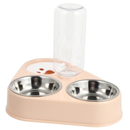 WEKADRIN 不??製自動給水ペットボウル 犬猫用安定水位維持 食べやすい仕切り付 滑り止め底設計 衛生的で耐久性あり