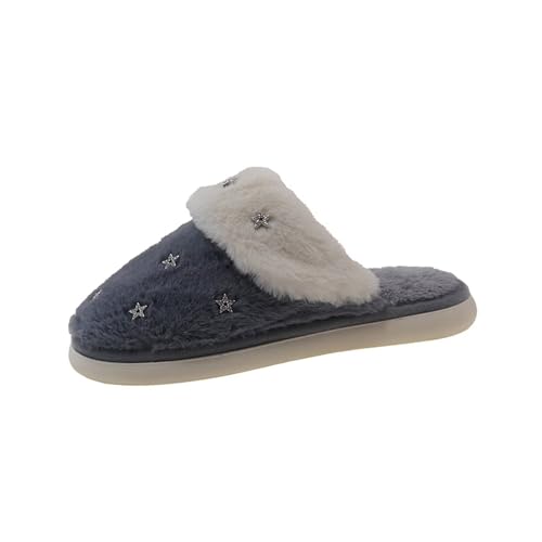 JadeRich Faux Leather Slippers for Unisex Cozy Lightweight Memory Foam Soft Curly Fleece House Shoes PU Winter Slipper