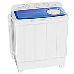 Auertech Portable Washing Machine, 28lbs Twin Tub Washer Mini Compact Laundry Machine with Drain Pump, Semi-automatic 18lbs Washer 10lbs Spinner Combo for Dorms, Apartments, RVs