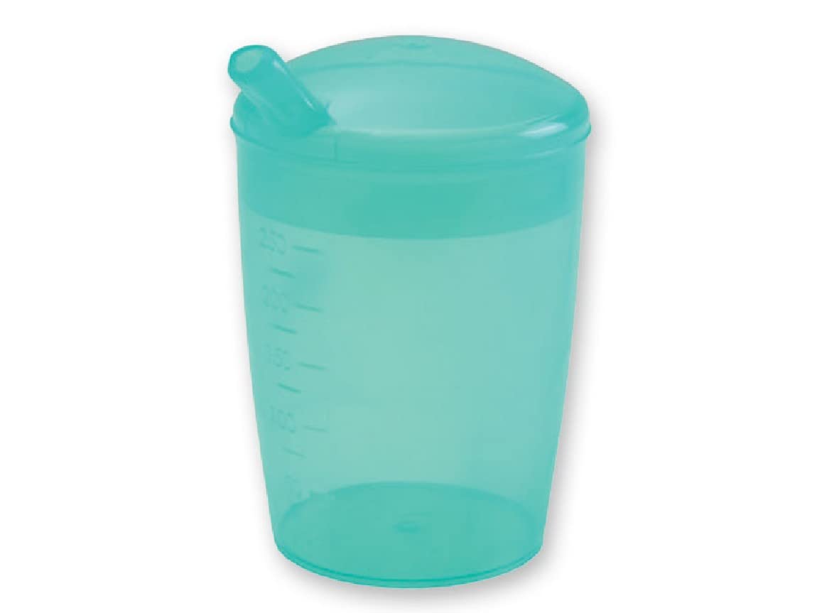 GIMA Vaso con tapa y caño separados, para ancianos y discapacitados, esterilizable en autoclave, graduado 25 ml, capacidad 250 ml, 28966