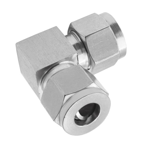Image of Stainless Steel 304 Compression 90 Degree Elbow 1 inch OD x 1 inch OD Tube Fitting with Double Ferrule, Pack of 2