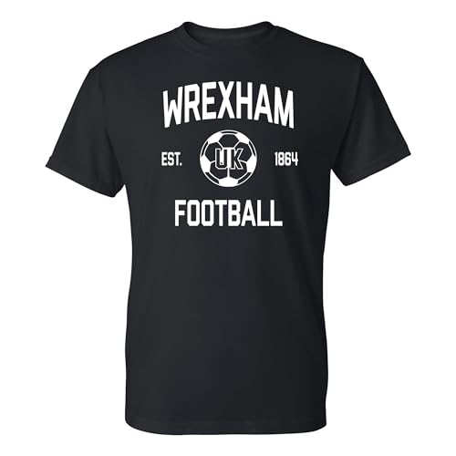Wrexham UK Away World Classic Football Arch - Soccer T Shirt - Small - Black