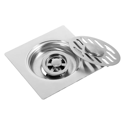 Hohopeti Desagüe de Suelo Cuadrado 12x12 Cm de Acero Inoxidable, Dispositivo Antirreflujo y Tapa de Drenaje para Baño, Ducha y Lavadora, Filtro Colador de Drenaje Antibacteriano y