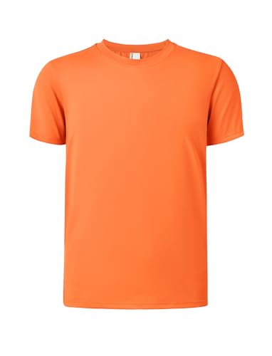 PATPAT Boys Neon Shirt Size 13-14 Years Orange Dry Fit Athletic UPF 50+ T Shirts Youth Short Sleeve Rash Guard Performance Tops Moisture Wicking Quick Dry Sports Undershirt