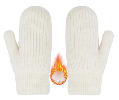 Eohak Winter Warm Mittens for Women Cold Weather Soft Lining Crochet Cable Knit Gloves