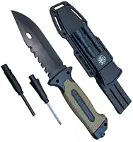 Kit de Sobrevivência para Acampamento e Pesca com Bússola, Amolador, Apito e Pederneira