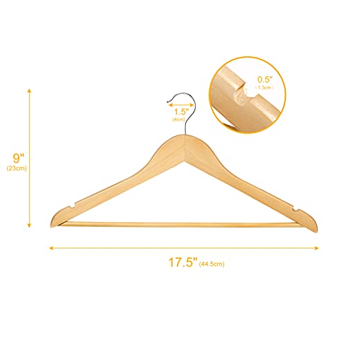 Image of Cozymood Sturdy Wooden Hangers 20 Pack Durable & Slim Clothes Hanger with 360 Rotatable Hook Natural Finish & Notches Wood Hangers Premium Coat Hanger for Closet Clothes Hangers (Natural)