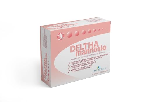 Deltha Mannosio Integratore Alimentare di D-mannosio Puro Ad Alto Dosaggio 1000 Mg, Nucleotidi e Mirtillo Rosso (cranberry) - 20 Bst, color Bianco, 656 ml