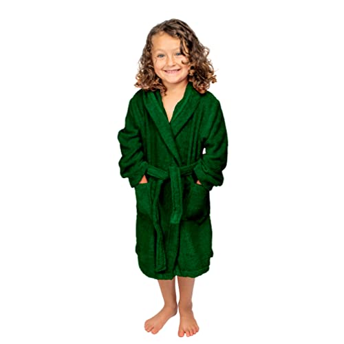 Bagno Milano Kids Robe, Hooded Soft Terry%100 Turkish Cotton Bathrobe For Girls - Boys Cotton Robe, Made In Turkey (Green, 9-12) #TOP2