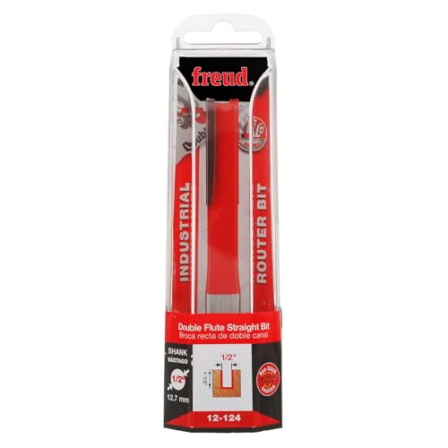 Image of Freud 12-124: 1 /2 inch (dia.) Double Flute Straight Bit with 1 /2 inch shank, 4-1 /4 inch overall length