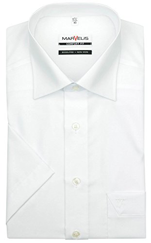 MARVELIS Comfort Fit Hemd Halbarm mit Brusttasche weiss,44